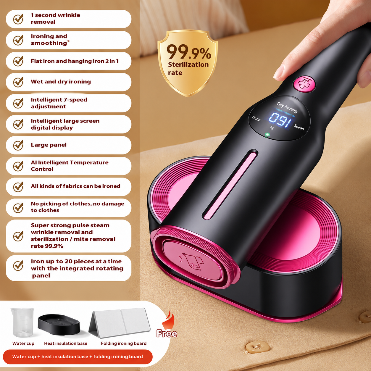2-in-1 Steam & Dry Garment Steamer